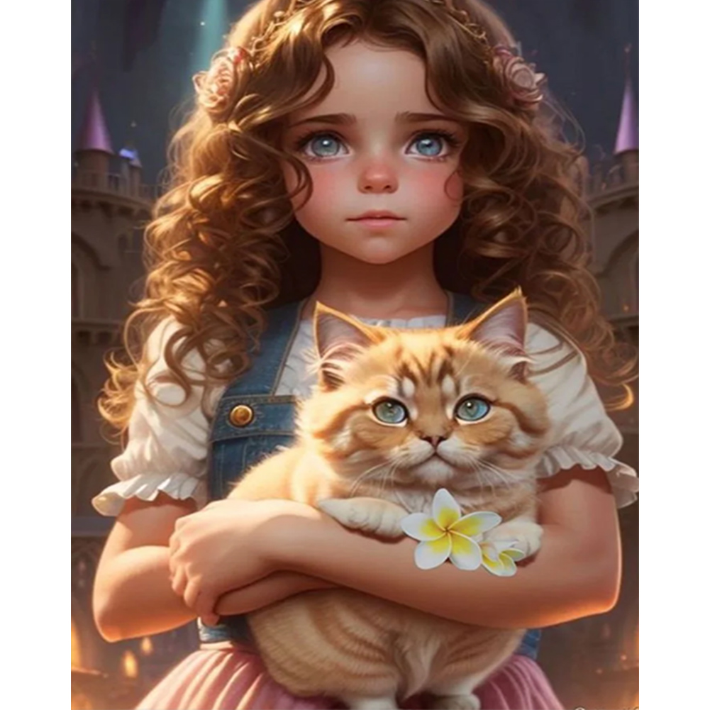 Little Girl With Cat-Paint by Numbers-30*40cm/40*50cm