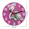 (US Local)Flamingo Wooden DIY Diamond Painting Clock Kit Hanging Sign for Home Wall Decor
