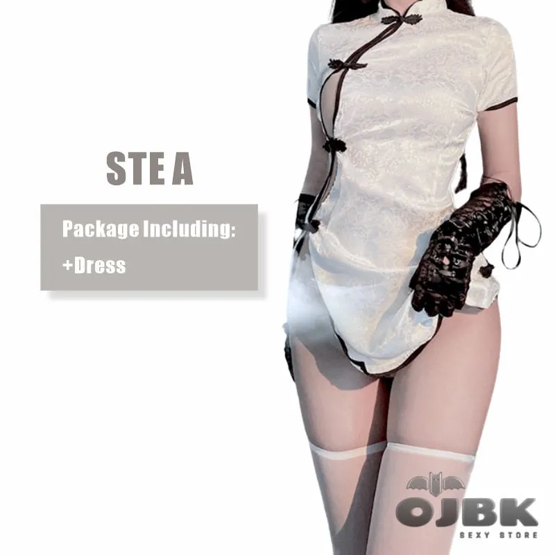 Japanese Anime Dr Stone Sexy Lingerie For Women Cheongsam Cosplay Play Costumes Charming Side Open Design Porno Outfit New 0707