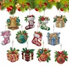 (US Local)12pcs Christmas Gifts Diamond Painting Keychains Kit DIY Diamond Art Charms