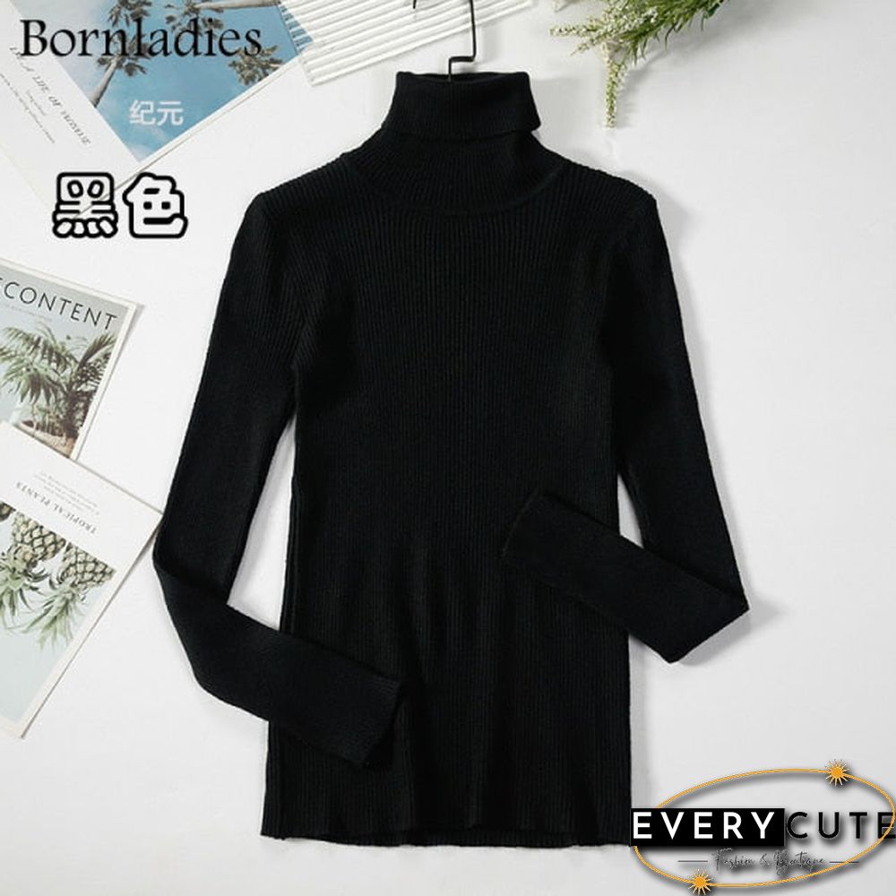 Bornladies Basic Turtleneck Women Sweaters Autumn Winter Tops Slim Women Pullover Knitted Sweater Jumper Soft Warm Pull