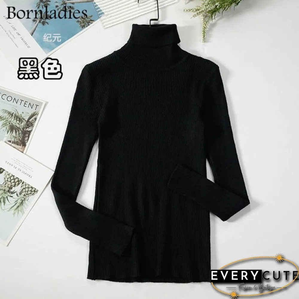 Bornladies Basic Turtleneck Women Sweaters Autumn Winter Tops Slim Women Pullover Knitted Sweater Jumper Soft Warm Pull