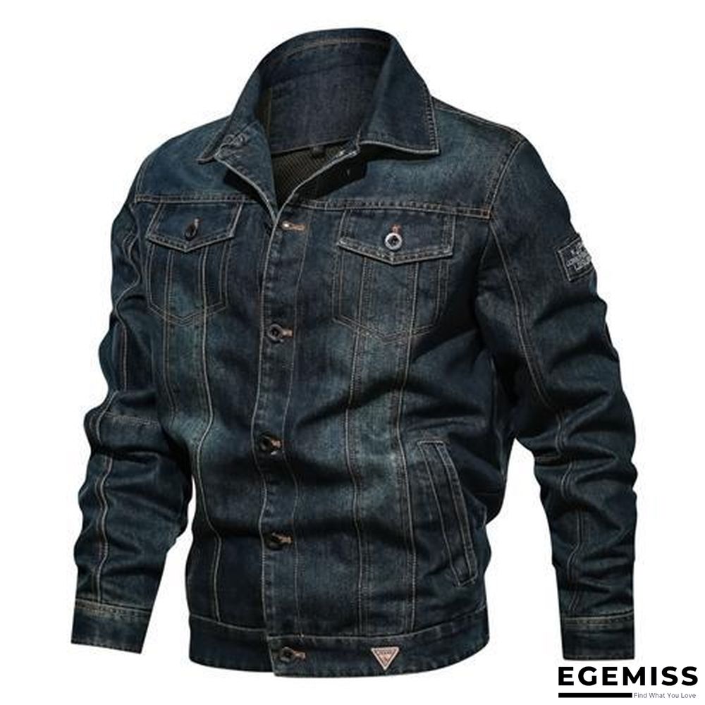 Denim Jacket Men's Lapel Embroidery Casual Mens  Jeans Jackets Multi-pocket Male Cowboy Coats | EGEMISS