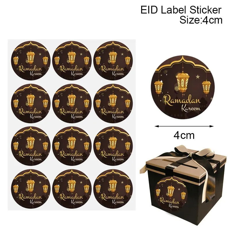 60/120pcs 4cm EID Mubarak Decorations Gift Lable Seal Stickers Islamic Muslim Eid Al Adha Decoration Ramadan Kareem Supplies