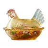 Vintage-Style Glass Hen on Nest Dish with Lid Tabletop Dessert Plate Snack Bowl