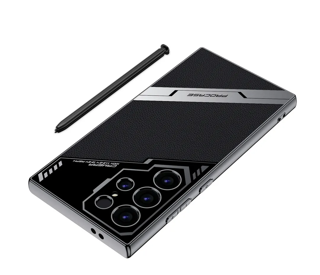 Suitable for S24/23 electroplated plain leather holder mobile phone protective case