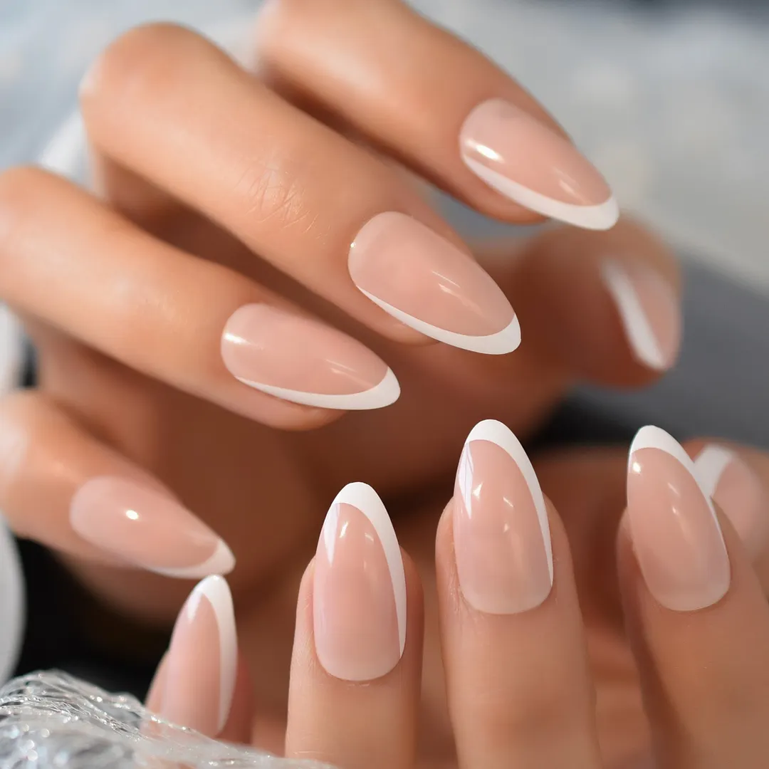Medium Short Nails Black Glitter Stiletto Sharp False Fingernail Press On Nail Tips Wholesale Full Cover Nails Pre Designs Charm-Nail Inspo