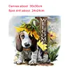 Dog with Sunflower-Partial Round Diamond Painting
