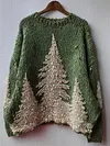 Women's Christmas Pattern 3D Decoration Round Neck Loose Sweatshirt