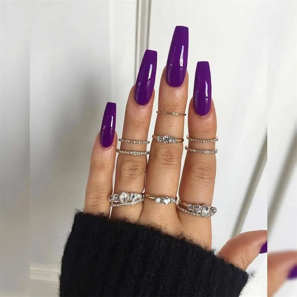 Fashion 24Pcs/Set False Nail Tips Matte Full Cover Long Ballet  Fake Nails With Glue Nail Art Manicure French Manicure Tools
