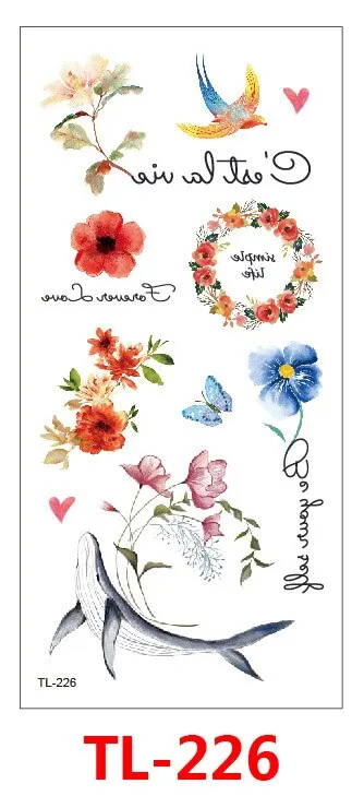 Waterproof Temporary Tattoo Sticker Mermaids Animals Flowers Designs Tattoos Body Art Arm Fake Tatoo Women Men