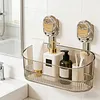 No-Drill Bathroom Suction Storage Box Reusable Multi Functional Suction Cup Shelf Detachable Transparent Storage Hanging Basket for Shampoo Conditioner Soap