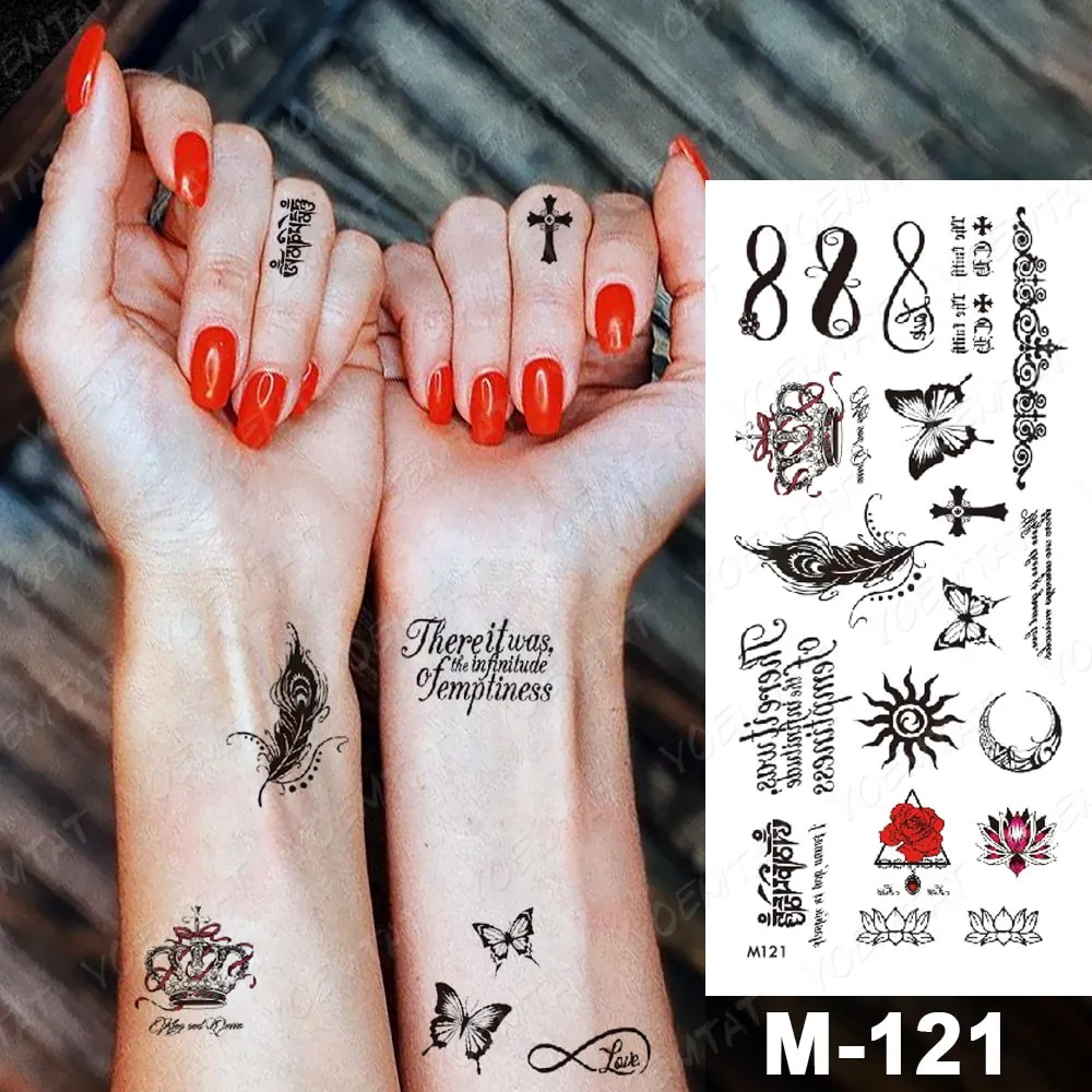 Arabic Language Waterproof Temporary Tattoo Sticker Black Love Text Word Letter Body Art Arm Couple Fake Tatoo For Women Men