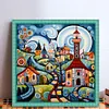 Colorful Houses - 14CT Stamped Cross Stitch - 40*40cm
