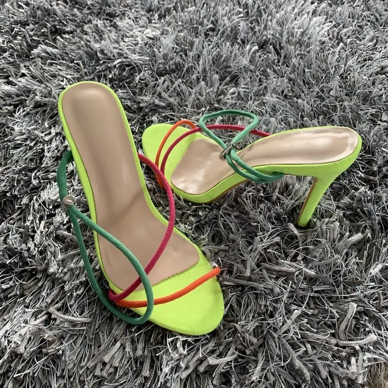 2020 Summer women sandals ankle strap high heel shoes for women sexy peep toe high heels sandals party wedding shoes woman