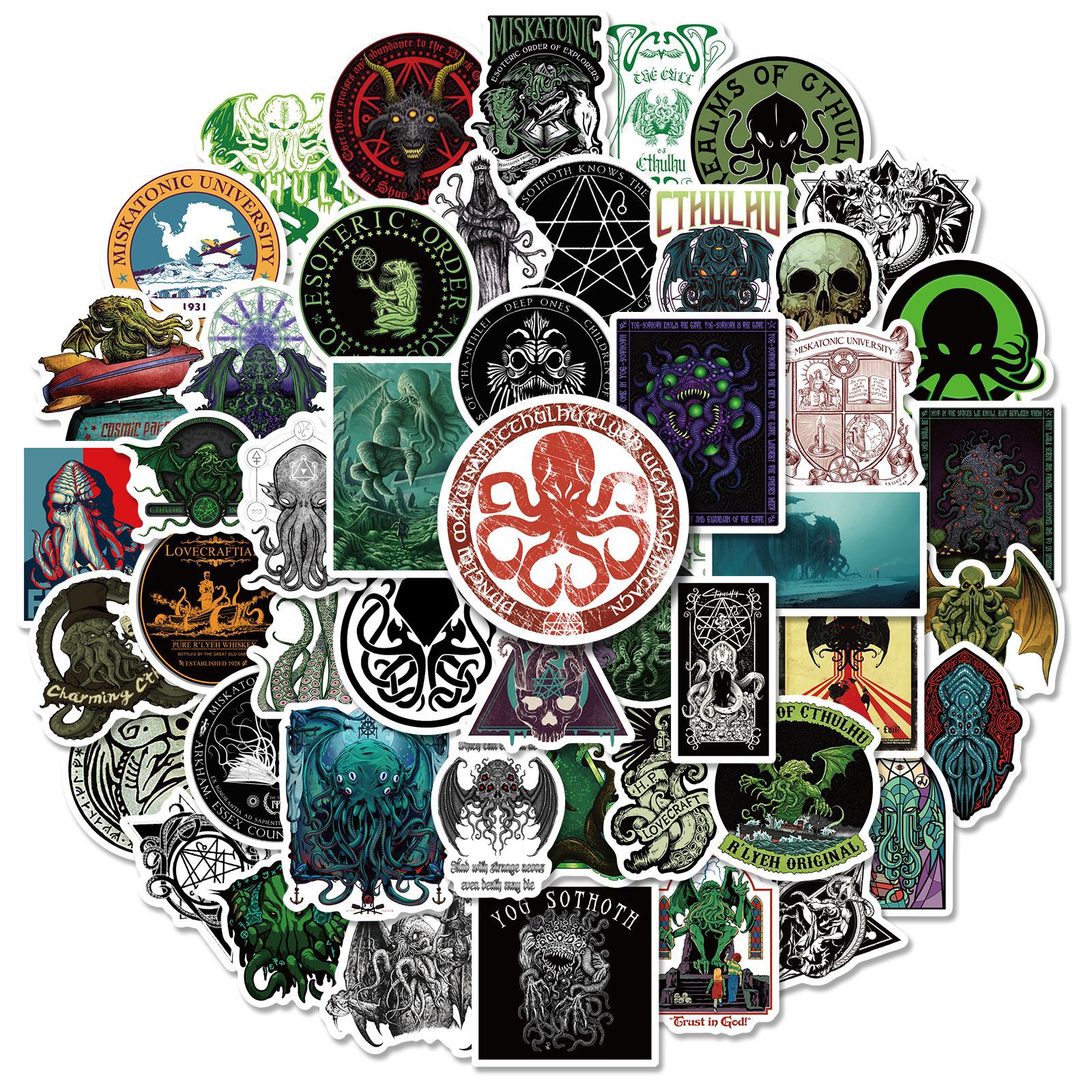 Cthulhu Skull Stickers - 50Pcs Wholesale Horror Graffiti Decals