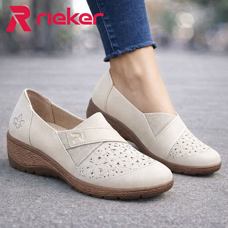 Rieker&reg; női k&eacute;nyelmes val&oacute;di bőr mokaszinok