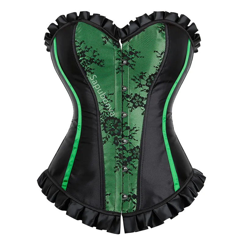 Billionm Corset Top Plus Size Bustier Flower Lace UP Overbust Corselet Burlesque Sexy Lingerie Costume Renissance Women Red Purple