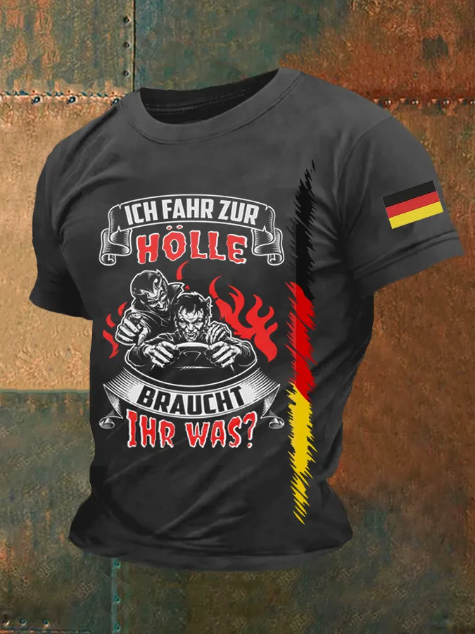 Herren Ich Fahr Zur H&ouml;lle Braut Ihr war bedrucktes Kurzarm-T-Shirt