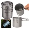 2Pcs Outdoor Camping Cookware Set with Folding Handle 304 Stainless Steel Pot
