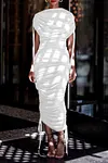 Women's Elegant Solid Colour Design Ruched Slim Dress