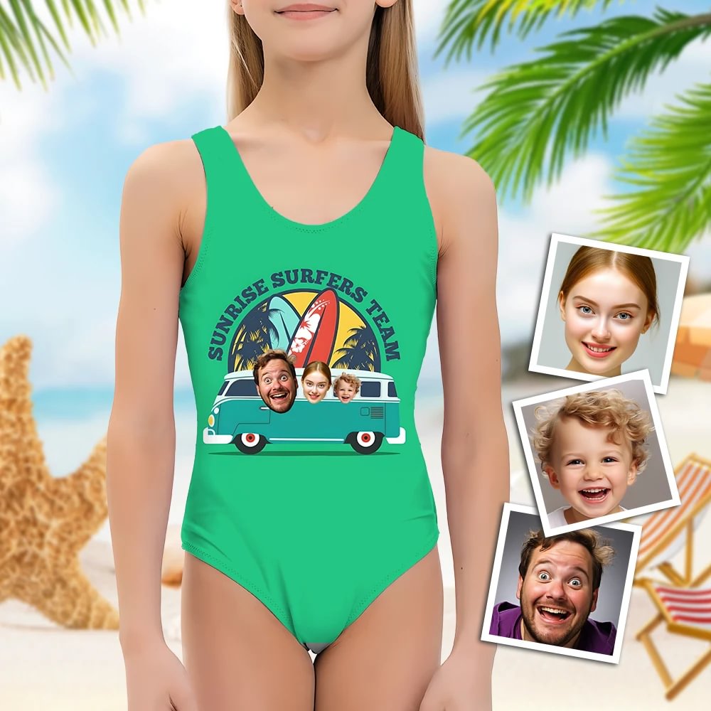 Girls One-Piece Swimsuit Sleeveless Swimsuit Sunrise Surfers Team For Family Bathing Suit