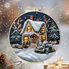 Xmas House-DIY Embroidery Kit with Pattern Cotton Threads Needles Hoop 30*30cm/11.81*11.81in