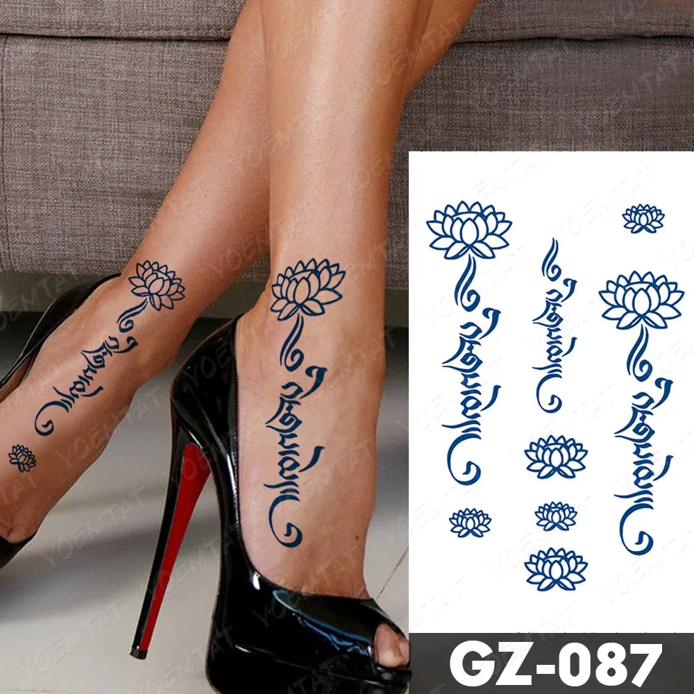 Juice Lasting Waterproof Temporary Tattoo Sticker Rose Butterfly Moon Sun Diamond Heartbeat Wave Flash Fake Tattoos Ink Body Art