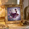 Pink Rose Dancing Girl-Partial Special Shaped Diamond painting 30*30CM