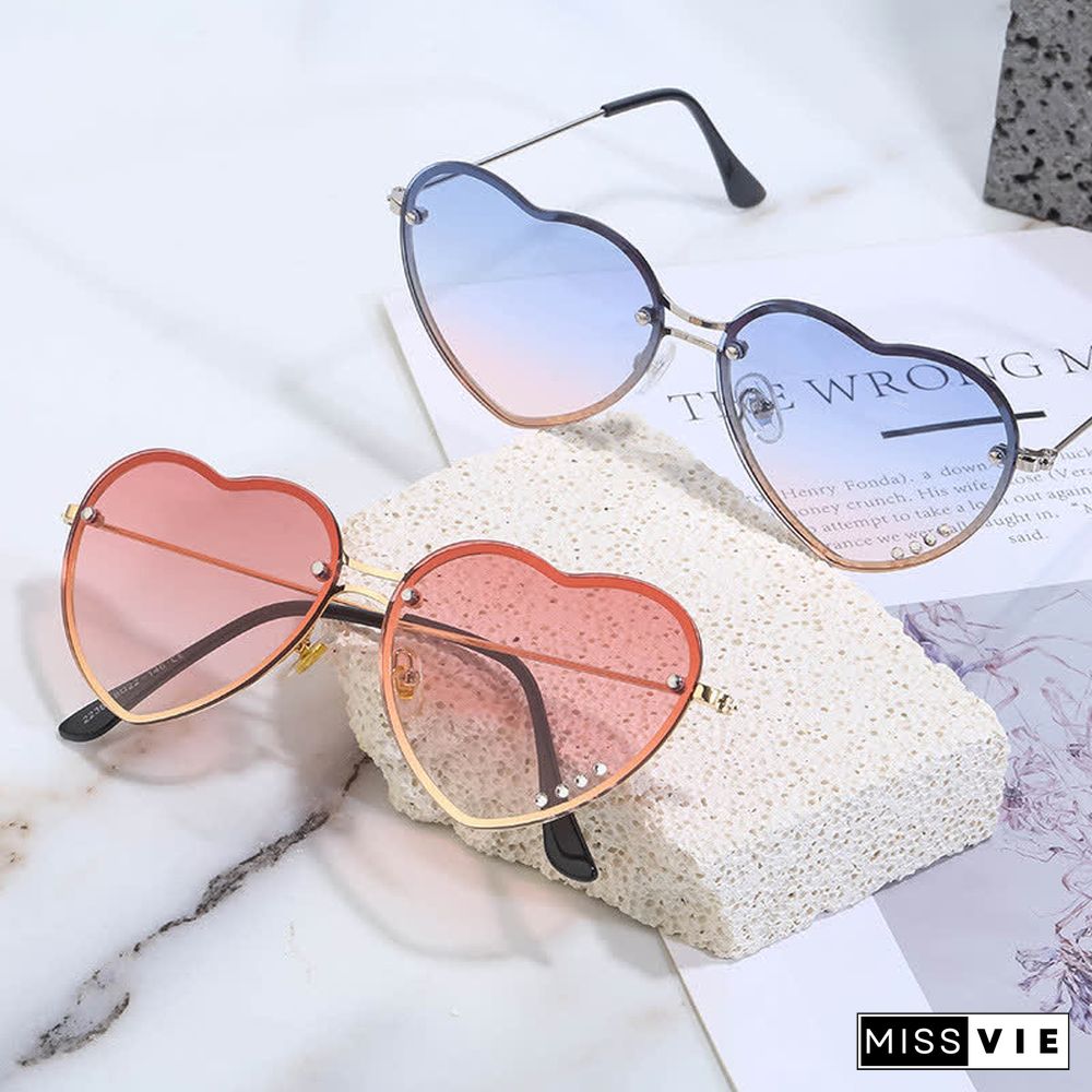 Love Heart Design Gradient Color Sunglasses