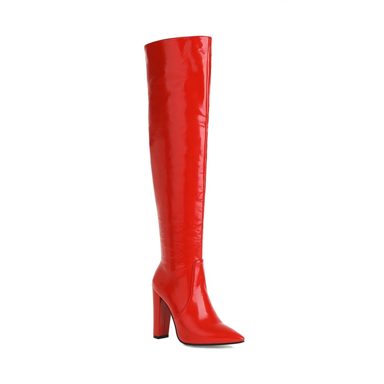 GOOSHOE Pointed Thick High Heel Over The Knee High-top Women's Boots