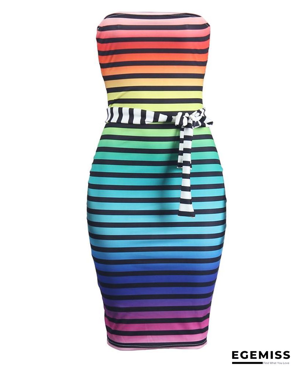 Tube Colorful Striped Bodycon Dress | EGEMISS