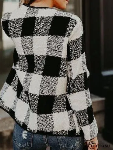 Coats Plaid Lapel Long Sleeve Short Woolen Coat for Women | IFYHOME