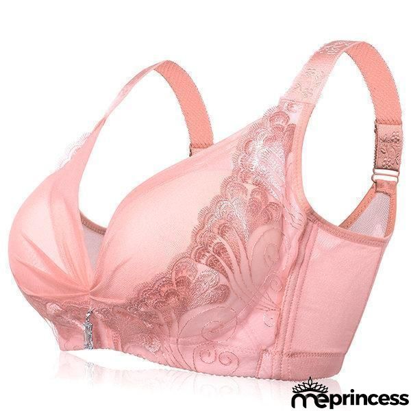 Women's Deep Plunge Wireless Soft Fibroin Bras - Light Orange