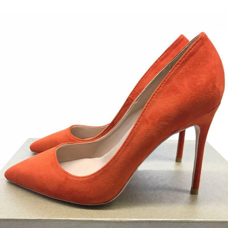 GOOSHOE Orange Woman Pumps 12cm High Heel Shoes Pointed Toe Stilettos Heels