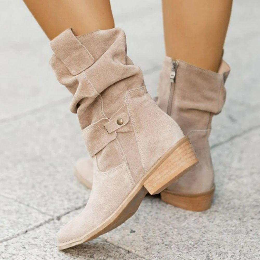 Breakj On Sale Top Quality Female Cowgirls Zipper Ridding Boots For Women Chunky Heels Fashion Vintage Casual Walking Shoes