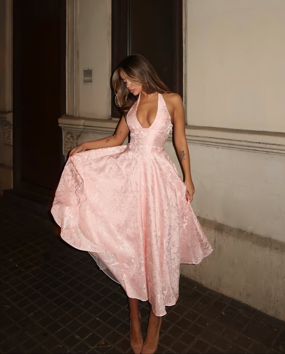 Chic Pink Halter Strap Embroidery Sleeveless Prom Dress YK0626 Chic Pink Halter Strap Embroidery Sleeveless Prom Dress YK0626