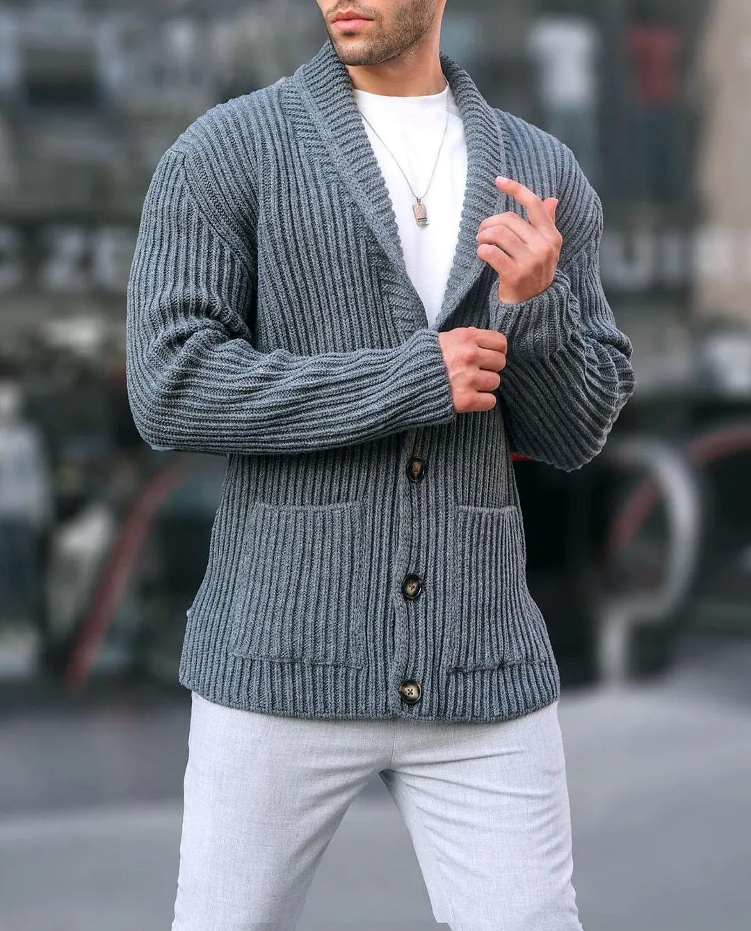Brownm Brownm Men's New Cardigan Sweater Autumn And Winter Men's Long Sleeve Knit Sweater Men's Coat