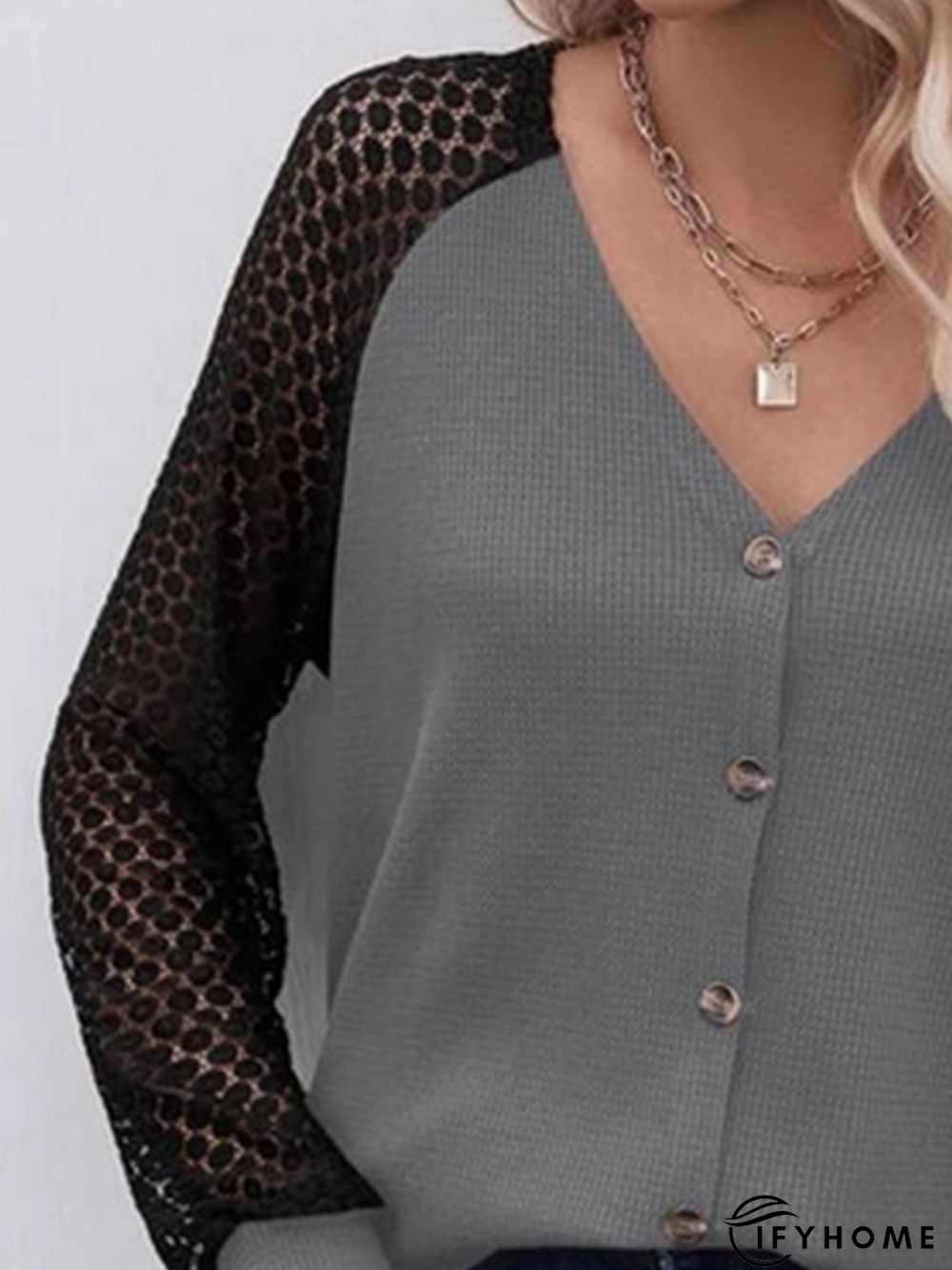 Knitted Color Block Casual Loose Daily Blouse | IFYHOME