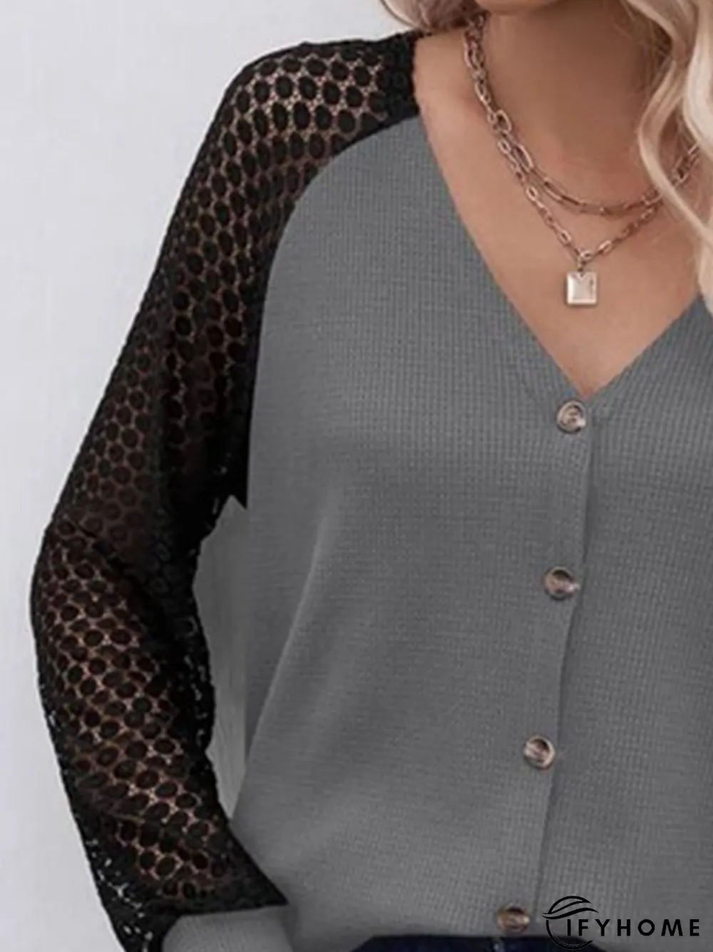 Knitted Color Block Casual Loose Daily Blouse | IFYHOME