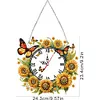 Diamond Painting Acrylic Sunflower Butterfly Clock for Home Wall Decor
