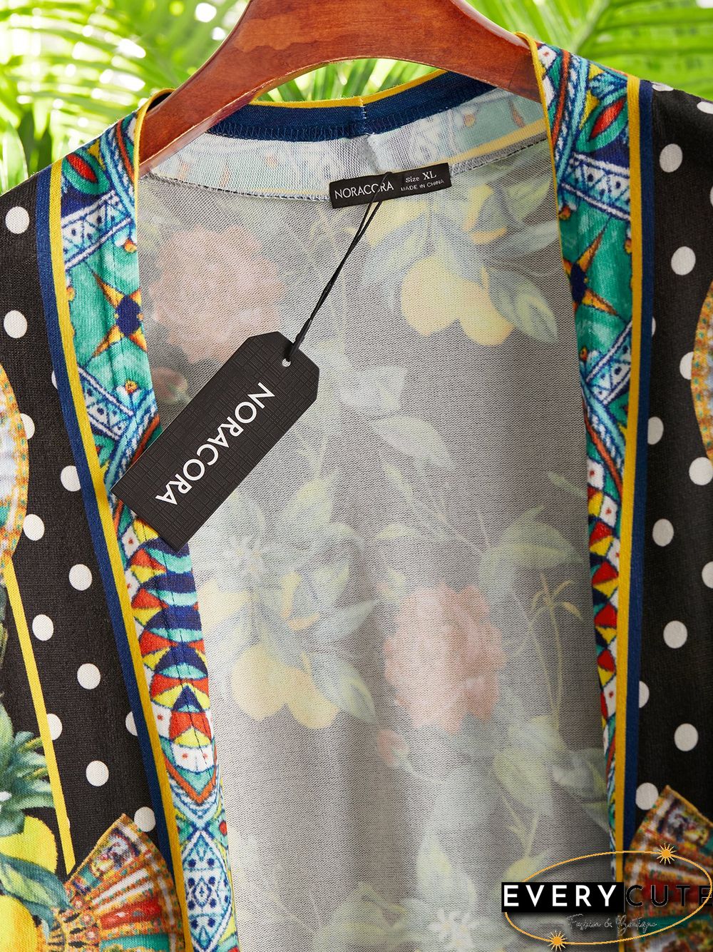 Collarless Vintage Cotton Blends Cardigan