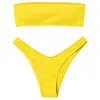 ZAFUL Ribbed Bandeau Bikini Set High Cut Sexy Brazilian Bikini Swimwear Female Bathing Suit Women Sexy Swimsuit Bikini Set