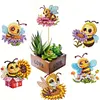 6Pcs Bee DIY Diamond Painting Kits Garden Stakes Diamond Art Kits Garden Decor