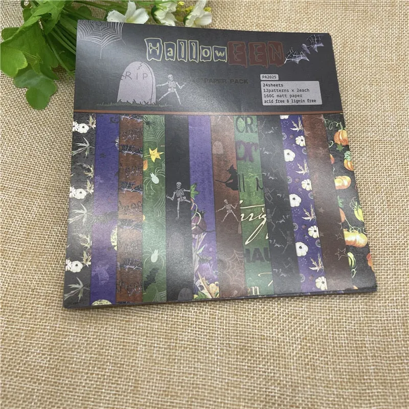 24 sheet 6"X6"Halloween pack the flower patterned paper Scrapbooking paper pack handmade craft paper craft Background pad