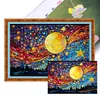 Stained Glass Moon Starry Sky-Full Embroidery 3 Strands 11CT Stamped Cross Stitch-60*40CM-Large Size