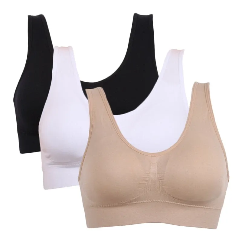 3PCS/lot Seamless Bra With Pads Plus Size Bras For Women Active Bra Wireless Brassiere Push Up Big Size Vest Wireless BH 5XL