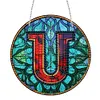 (Upgrade Size)DIY Double Sided Diamond Painting Alphabet Family Last Name Initial Sign Ornament with Chain Window Hanging Kit