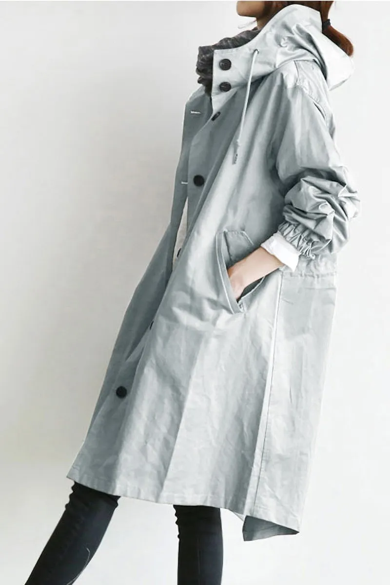WATER RESISTANT OVERSIZED HOODED WINDBREAKER RAIN JACKET
