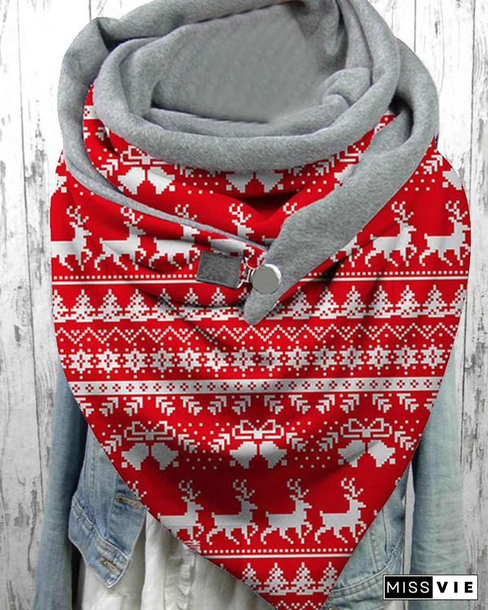 Women Shawl Casual Winter Scarf Christmas Scarves with Button